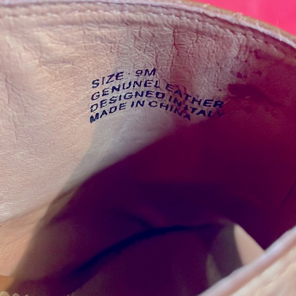 LISA LECROY Tan Brown Woven LEATHER Mules Open Toe Wood HEELS 9M! - Picture 7 of 7